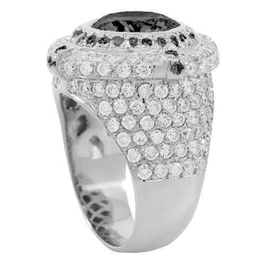 14K Solid White Gold Mens Diamond Pinky Ring with Black Diamonds 5.50 Ctw